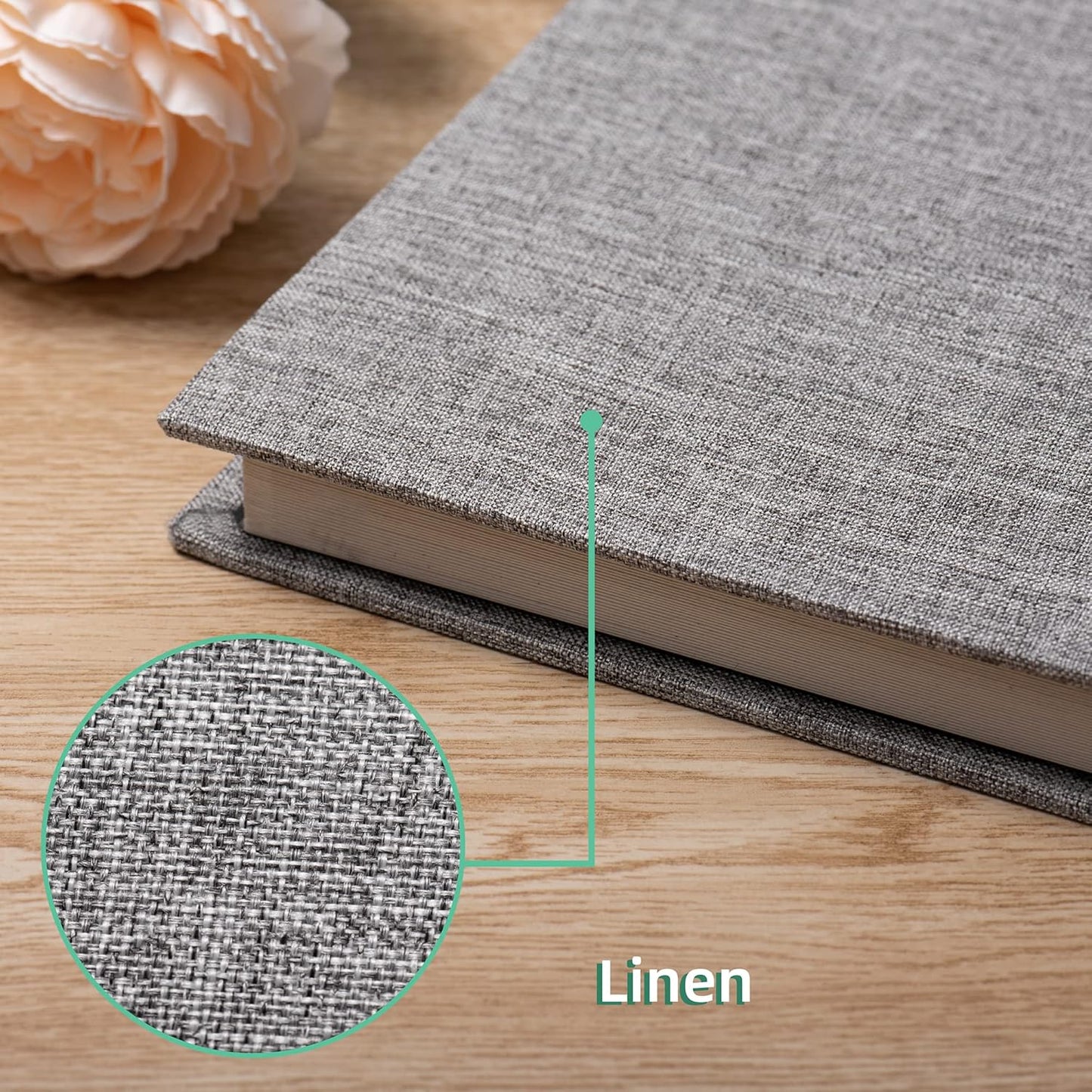 Large Photo Album Self Adhesive Scrapbook Album for 4×6 8×10 Pictures DIY Magnetic Linen Cover Album 40 Pages for Family Wedding Gifts with Metal Pen and Plastic Board