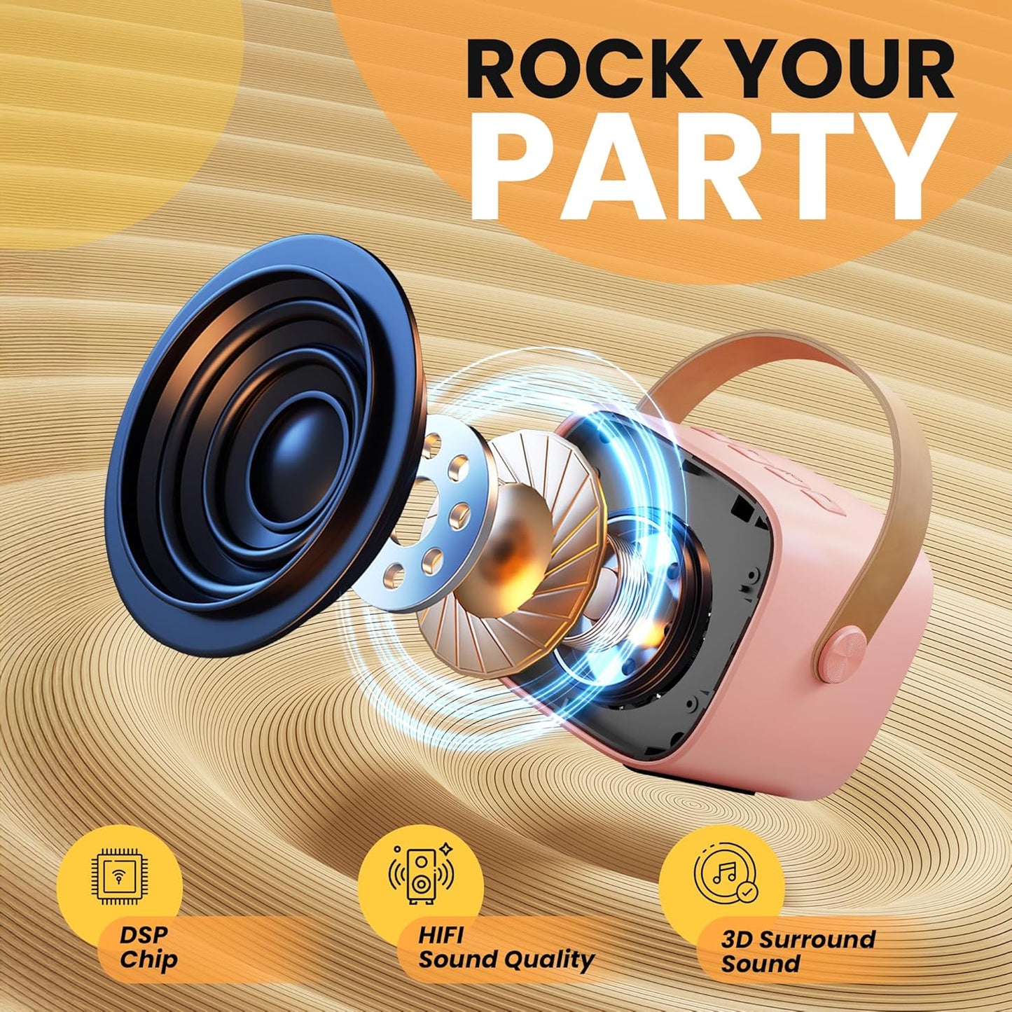 YLL Mini Karaoke Machine for Kids Adults: Portable Loud Speaker with 3 Wireless Microphones -Most Popular Birthday Party Gifts for Girls Boys 3, 4, 5, 6, 7, 8, 9, 10+ Year Old Toys Party (Pink-3 Mics)