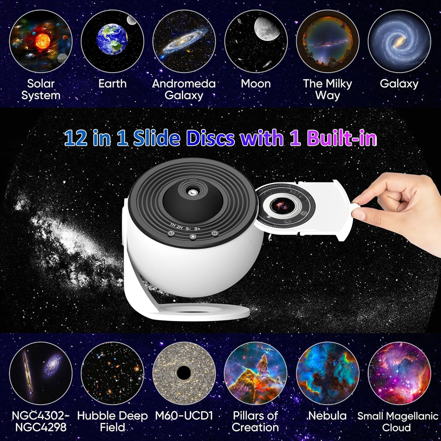 Galaxy Projector for Bedroom,13 in 1 Star Projector with Timer and 3 Button Control 360° Rotating Planetarium Ceiling Night Light Projector for Kids,Adult,Gifts,Ceiling,Bedroom Room Decor