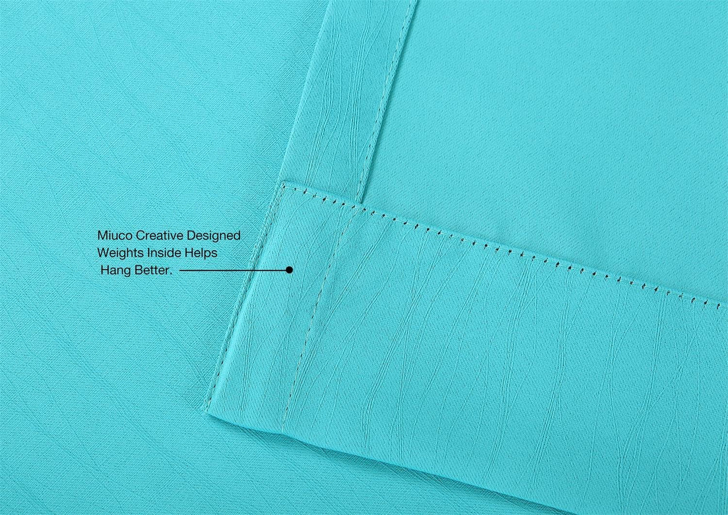 MIUCO Blackout Curtains Room Darkening Curtains Textured Grommet Window Curtains for Bedroom 2 Panels 52x63 Inch Long Turquoise