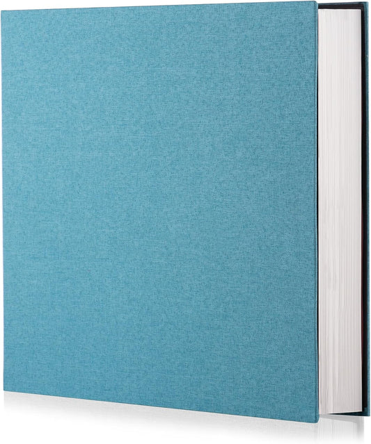 Photo Album Self Adhesive Scrapbook Album for 4×6 Pictures DIY Magnetic Linen Cover Album 15 Sheets/30 Blank Pages for Family Wedding, Birthday, Christmas, Anniversary (Sky Blue)