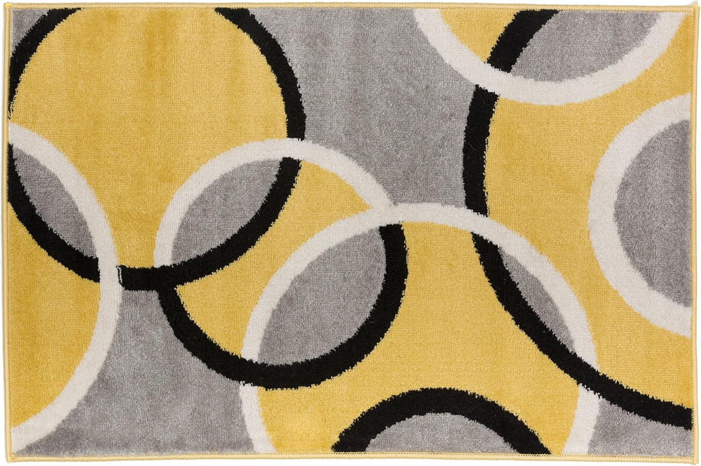 Rugshop Contemporary Abstract Circles Easy Maintenance for Home Office,Living Room,Bedroom,Kitchen Soft Area Rug 2' x 3' Yellow