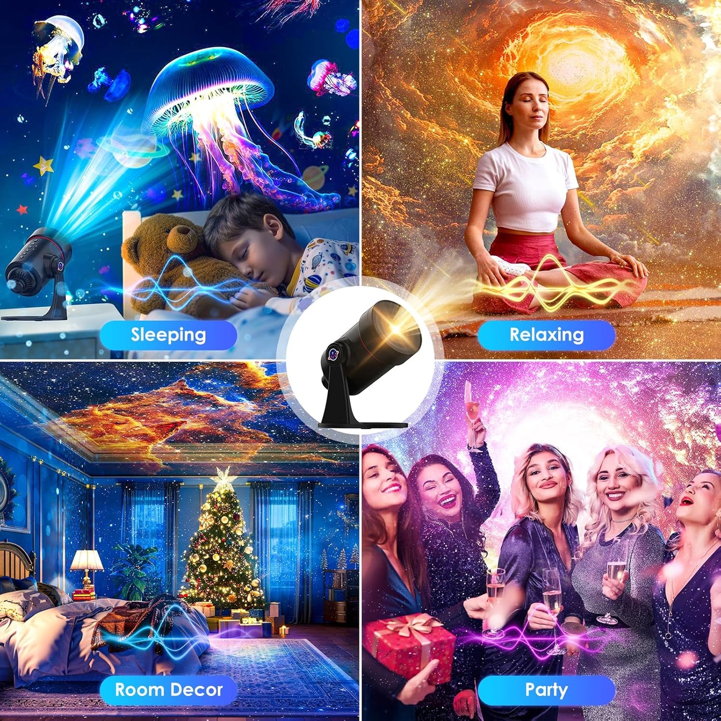 [White Noise] Galaxy Projector, 28 Soothing Sounds Star Projector Sound Machine, Solar System Space Planetarium Projector Night Light, Room Decor for Ceiling Bedroom Kids Adults Sleep Trainer