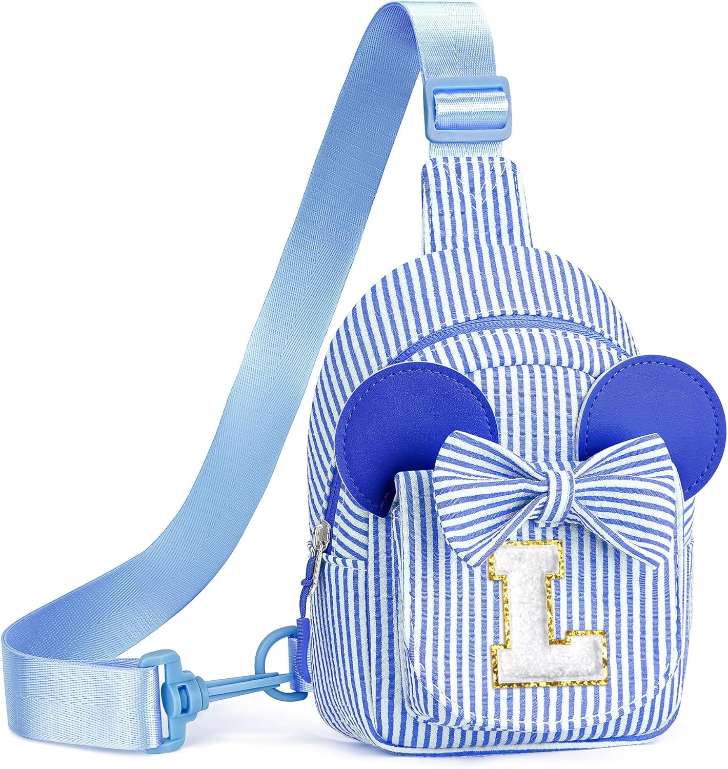 Girls Kids Sling Bag, Blue Initial Crossbody Bag for Kid, Girls Sling Bags for Kids Girl Small Initial Monogram Fanny Packs Personalized Gifts for Little Girl Kid Birthday Gift (Blue L)