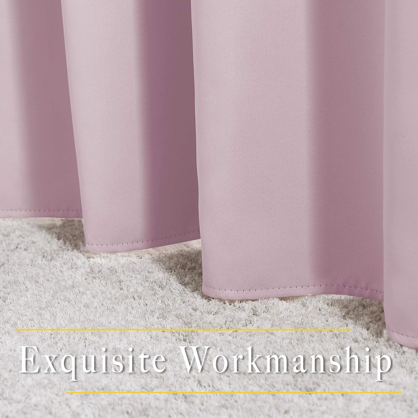 NICETOWN Room Darkening Short Curtains for Kitchen - Thermal Insulated Solid Grommet Top Room Darkening Curtain Panels/Draperies for Bedroom/Cafe (Baby Pink, 1 Pair, 34 x 50 Inch)