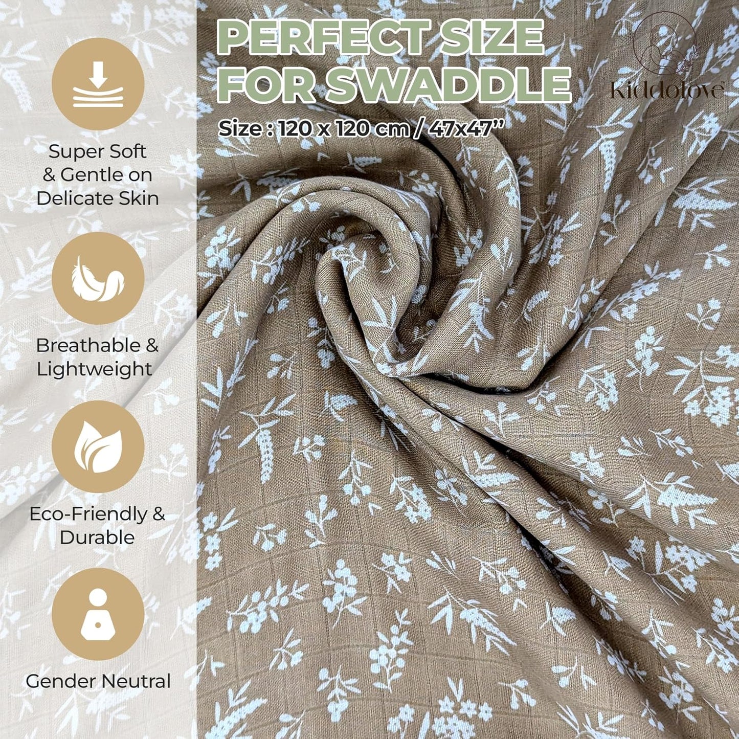 Muslin Swaddle Blankets for Newborn – 3 Pack Large 47"x47" Receiving Blankets – Soft, Breathable & Gentle – Unisex Pastel