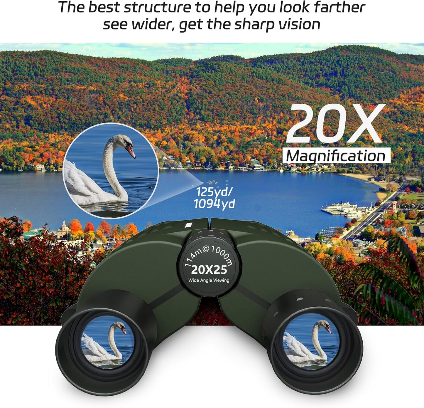 20X25 Small Binoculars for Adults and Kids, Large Eyepiece Binoculars for Bird Watching Easy Focus, Pocket High Powered Opera Glasses for Concert, Cruise Ship, Travel Must Have