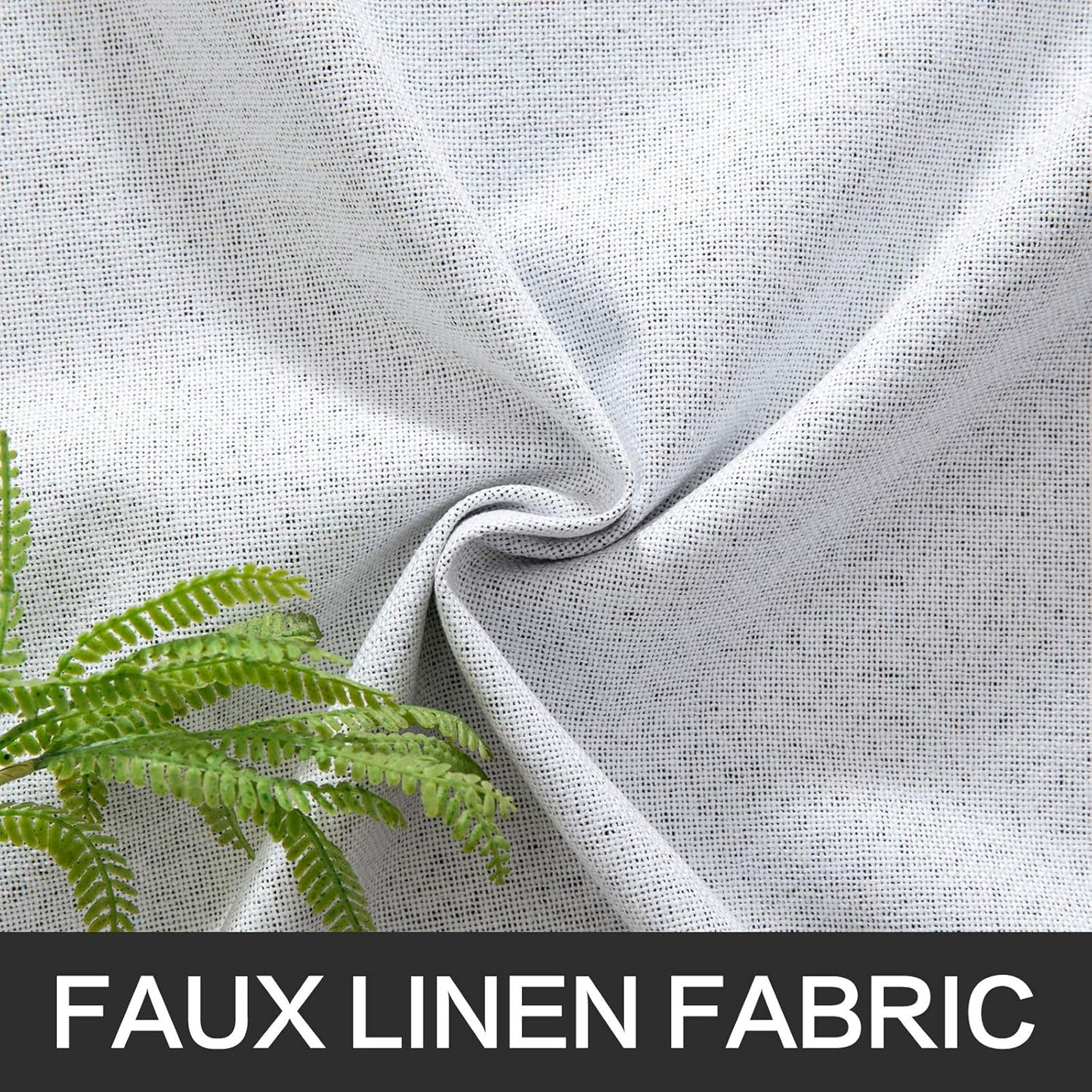 MIULEE Linen Texture 90 Inches Curtains for Bedroom 100% Blackout Thermal Insulated Grayish White Grommet Darkening Curtains for Living Room Nursery 52x90 Inch (2 Panels)