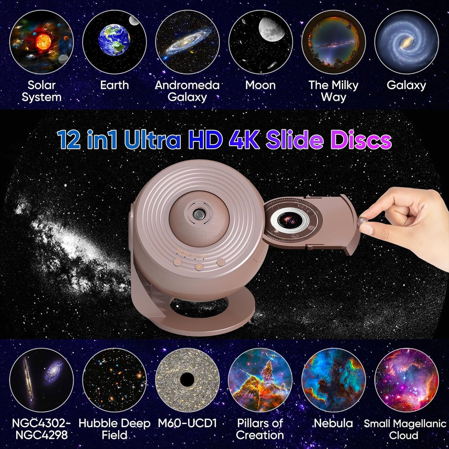 Galaxy Projector for Bedroom,13 in 1 Star Projector with Timer and 3 Button Control 360° Rotating Planetarium Ceiling Night Light Projector for Kids,Adult,Gifts,Ceiling,Bedroom Room Decor