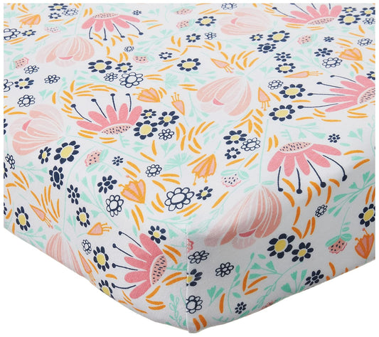 HonestBaby Girls Organic Cotton Changing Pad Cover, Flower Power, One Size