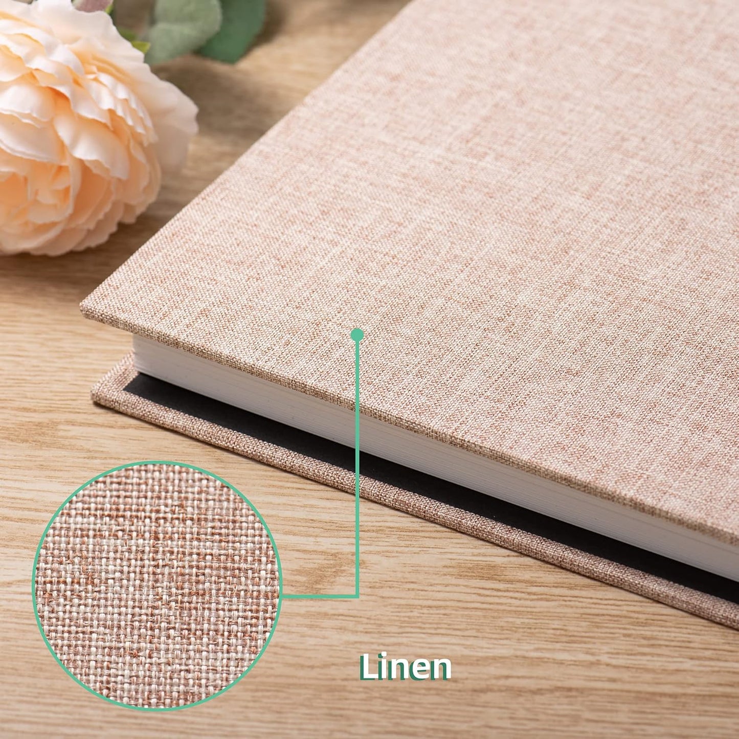 Photo Album Self Adhesive Scrapbook Album for 4×6 Pictures DIY Magnetic Linen Cover Album 30 Blank Pages for Family Wedding, Birthday, Christmas, Anniversary (Light Beige)