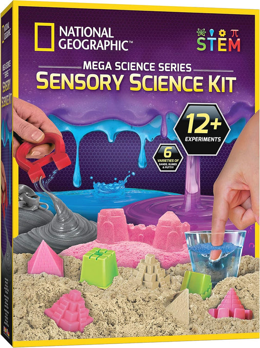 National Geographic Sensory Science Kit - Mega Science Kit, Includes Sensory Play Sand for Kids, Slime, Putty, and Other Projects, Slime Kit for Boys and Girls, Stress Relief Toy (Amazon Exclusive)