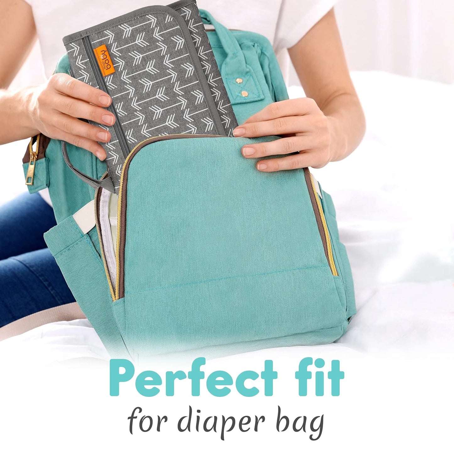 Kopi Baby Portable Diaper Changing Pad - Baby Diaper Changer Travel Bag with Wipes Pocket, Smart Design Portable Changing Mat, Infant Travel Station Kit, Gift for Newborn Girl & Boy - Modern