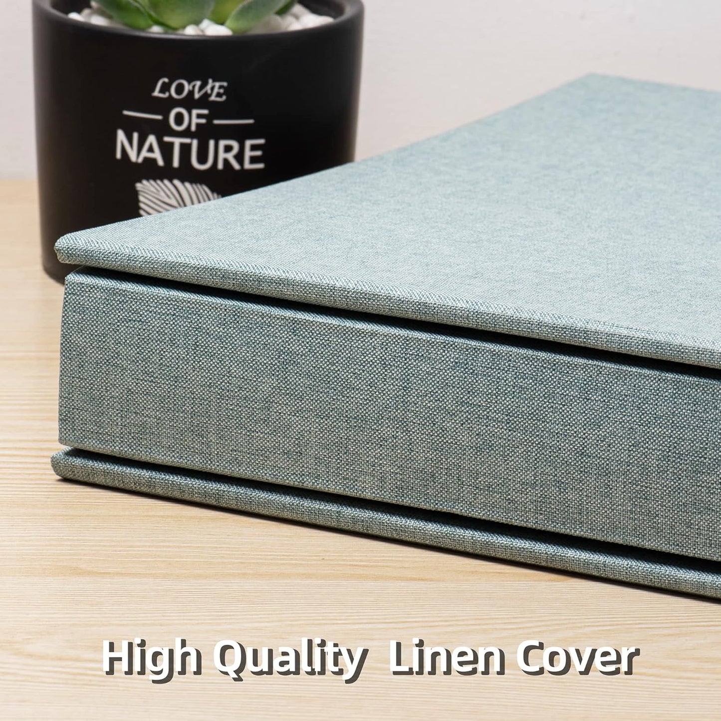 Large Photo Album Self Adhesive 4x6 8x10 10x12 Scrapbook Magnetic DIY Length 13 x Width 12.8 (Inches) 120 Sticky Pages Linen Cover Album(Green), 13''x12.6'' 120Pages