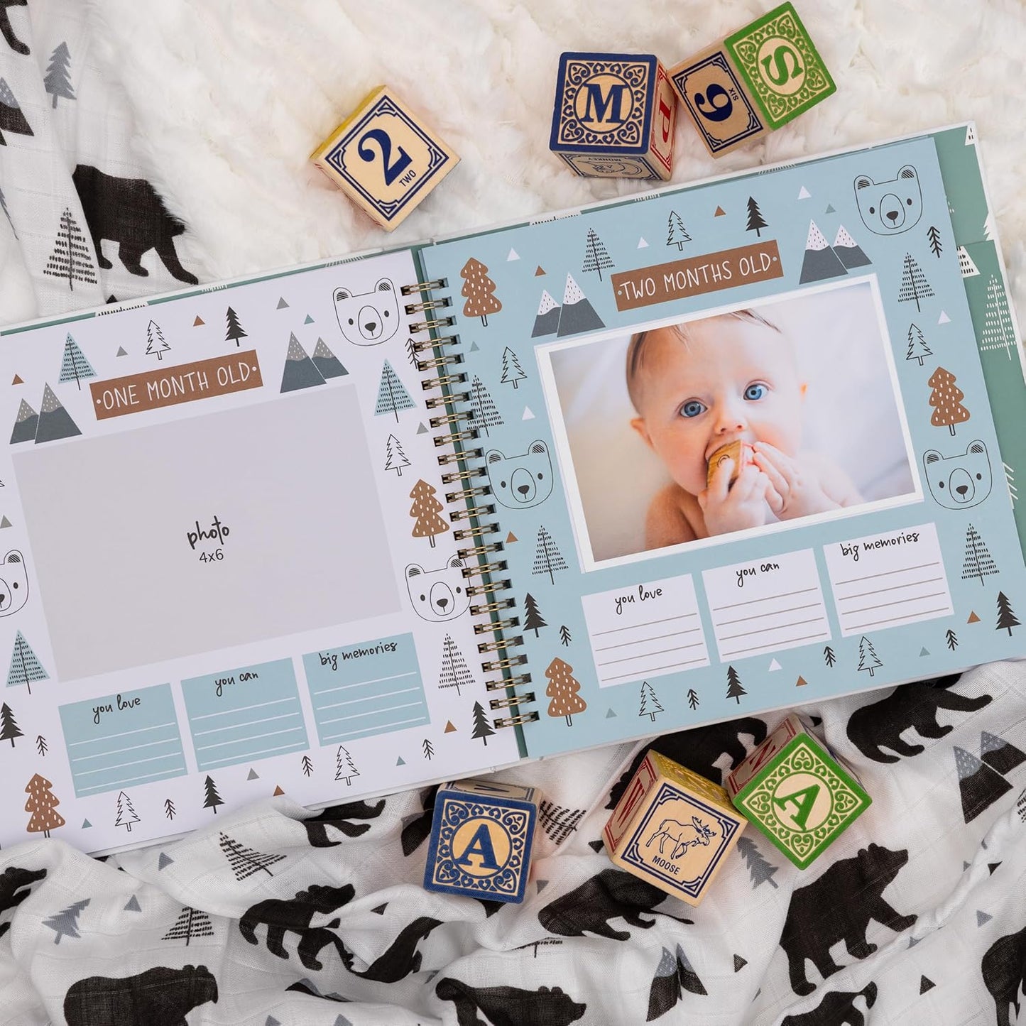 Keepsake Baby Memory Book for Baby Boy or Girl – Timeless Woodland Baby Journal Scrapbook Photo Album for First 5 Years – Milestone Book to Record Every Event from Birth to Age 5