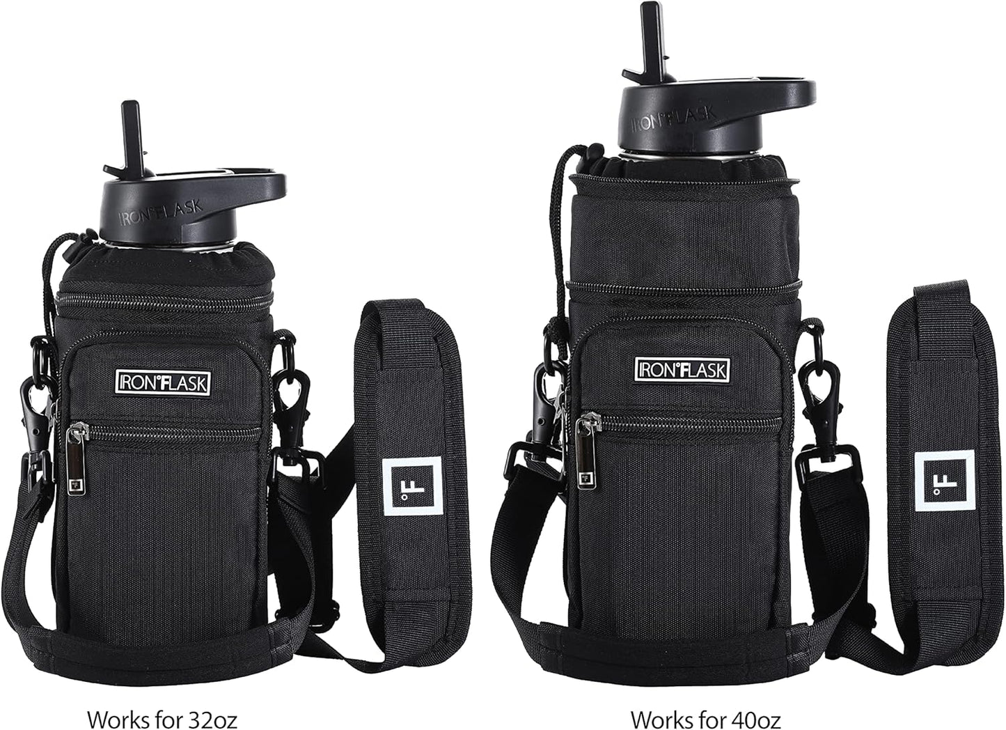 IRON °FLASK Carrier, Holder, Sleeve - Fits Insulated Stainless Steel Sports Water Bottle, Adjustable Shoulder Strap, Holder Bag Case Pouch Cover