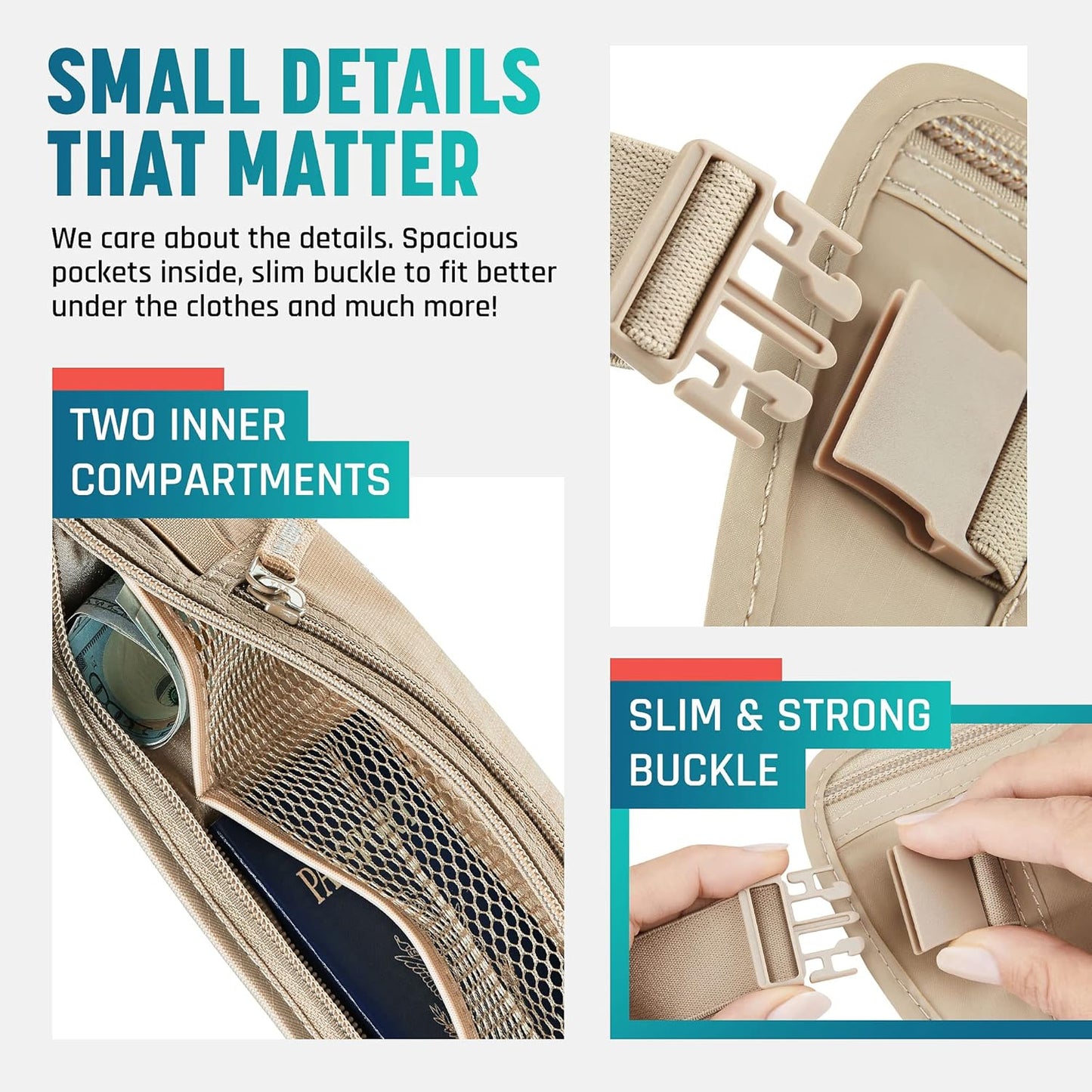 Hidden Money Belt for Travel for Men, Waist Wallet Anti Theft, RFID Passport Holder For Travel Men Or Women, Money Pouch, RFID Passport Holder