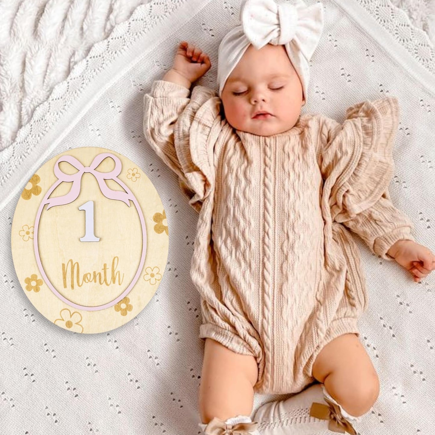 Baby Monthly Milestone Cards - Acrylic Monthly Milestone Discs - Newborn Photography Props to Document Your Baby´s Growth - Baby Announcement Sign (B09)
