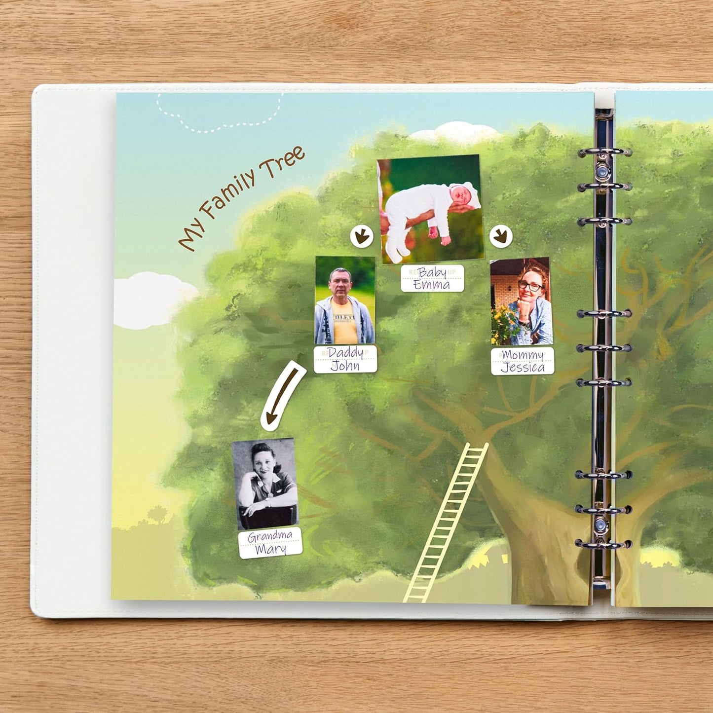 Leather-Bound Baby Memory Book Boy Girl - Beautiful Baby Scrapbook Album with Monthly Milestone Stickers | Loose-Leaf Elephant Baby Book Memory Keepsake Journal for Newborns