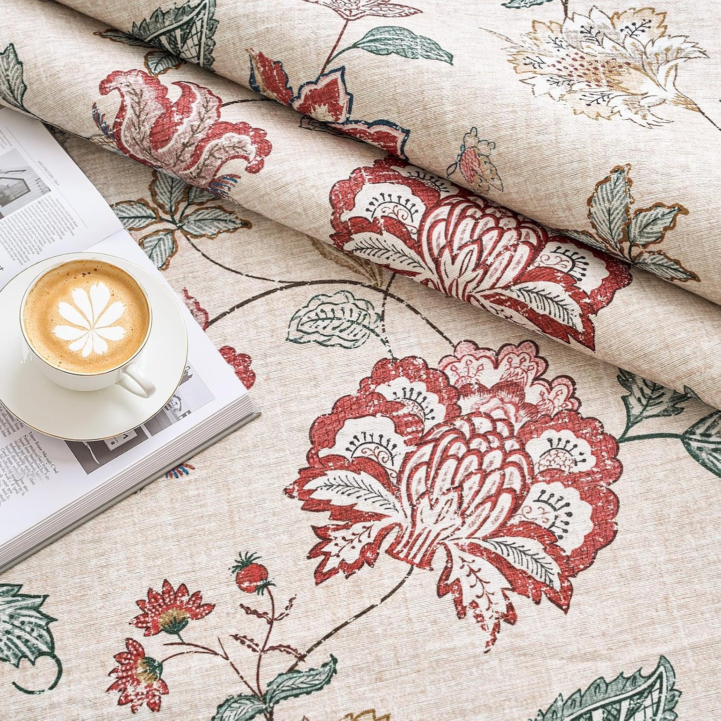 jinchan 2x3 Floral Rug for Entryway Washable Kitchen Rug Vintage Romance Design Small Mat Non Slip Indoor Doormat Lightweight Low-Profile Throw Carpet for Entrance Bathroom Laundry Room, Red/Beige