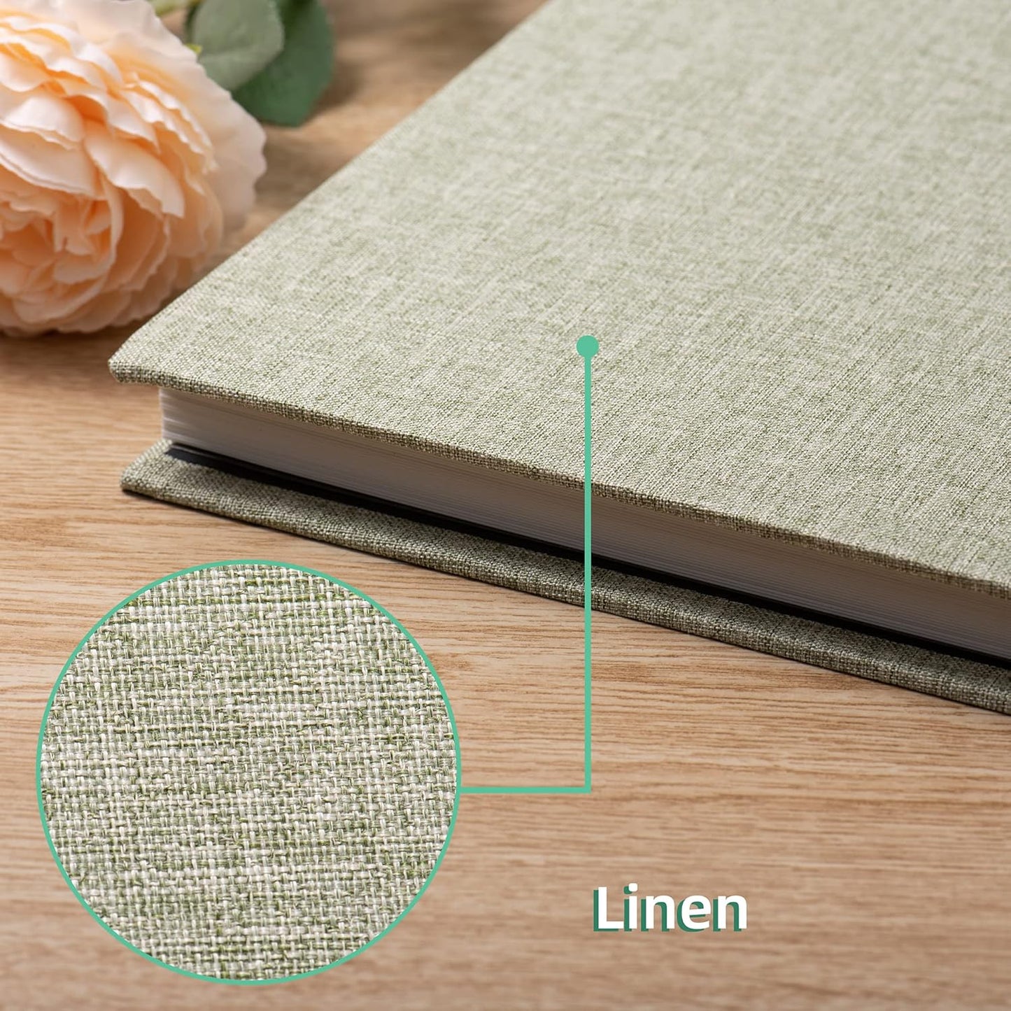 Large Photo Album Self Adhesive Scrapbook Album for 4×6 5×7 8×10 Pictures DIY Magnetic Linen Cover Album 40 Pages for Family Wedding Gifts with Metal Pen and Plastic Board