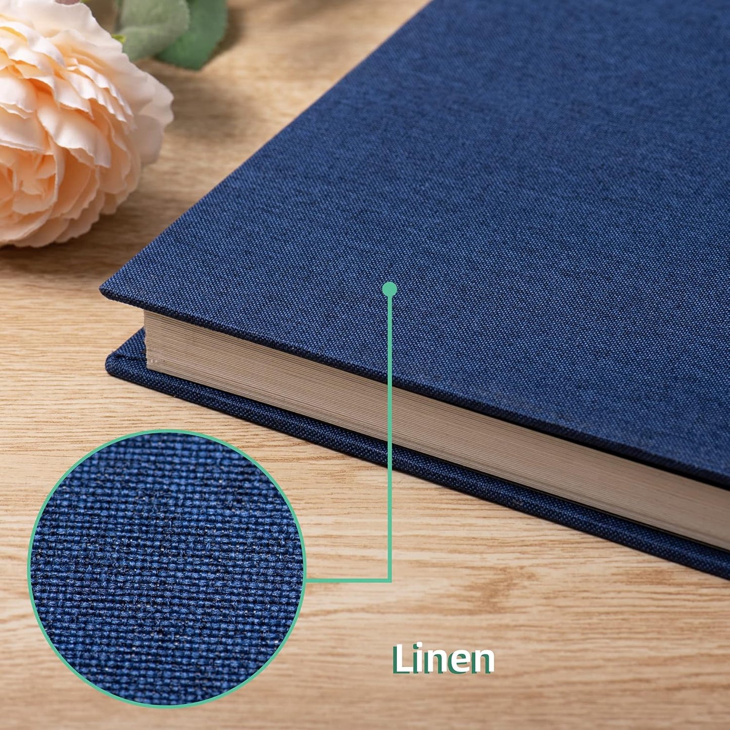 Photo Album Self Adhesive Scrapbook Album for 4×6 Pictures DIY Magnetic Linen Cover Album 30 Blank Pages for Family Wedding, Birthday, Christmas, Anniversary (Blue)