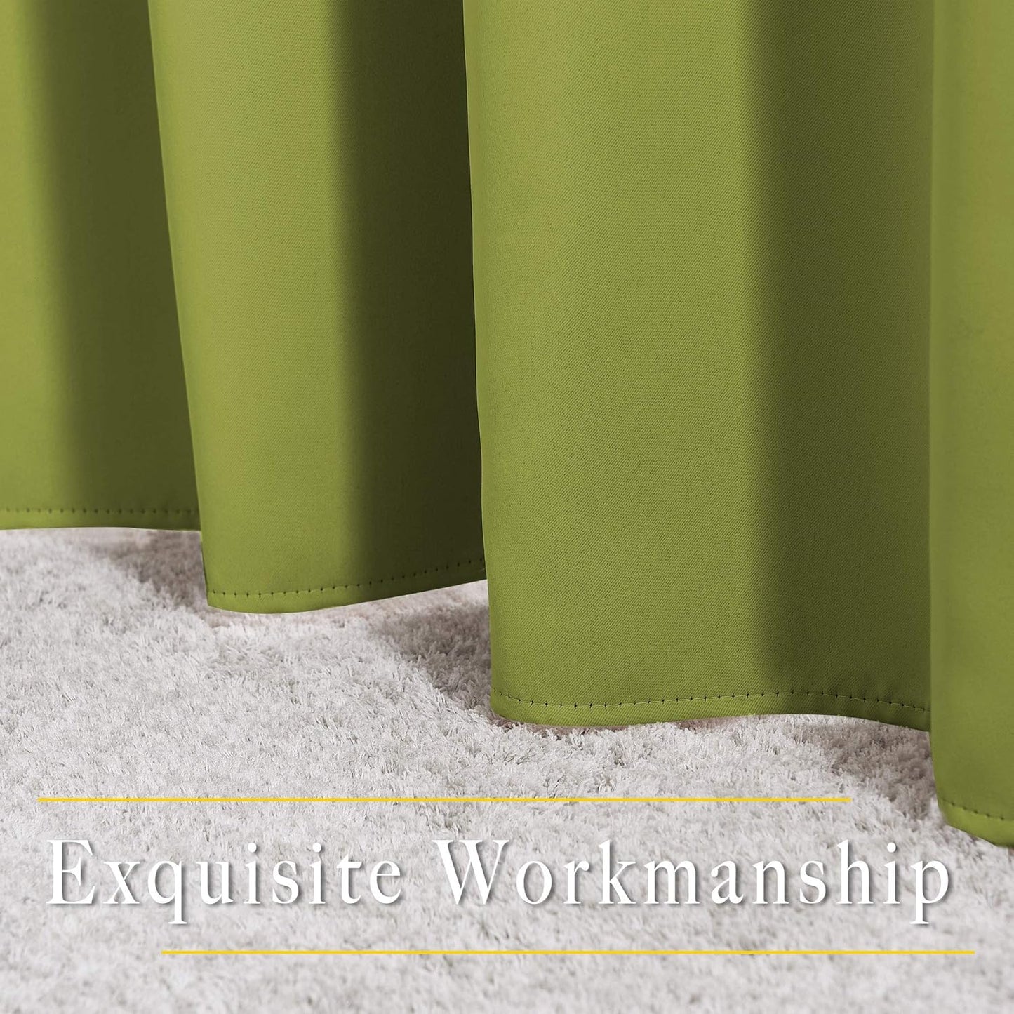 NICETOWN Room Darkening Curtain Panel Grommet - Home Decorations Thermal Insulated Solid Grommet Top Room Darkening Living Room Panels/Drapes for Gift (Fresh Green, 1 Pair, 46 x 90-Inch)