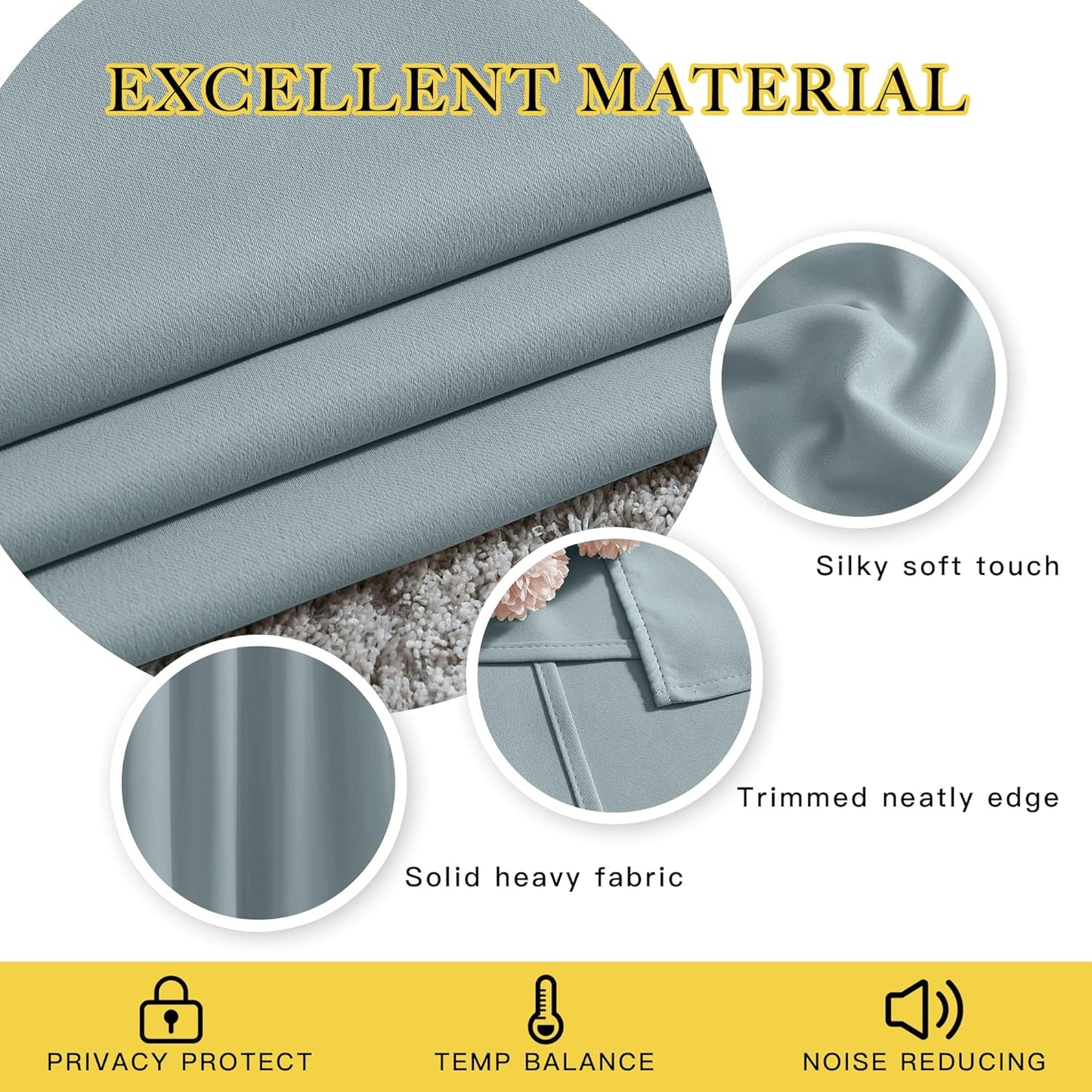 NICETOWN Living Room Curtains for Windows 84 inch Long - Stormy Sea Decorative Grommet Room Darkening Window Treatments for Bedroom/Porch, 2 Panels = 104" Wide