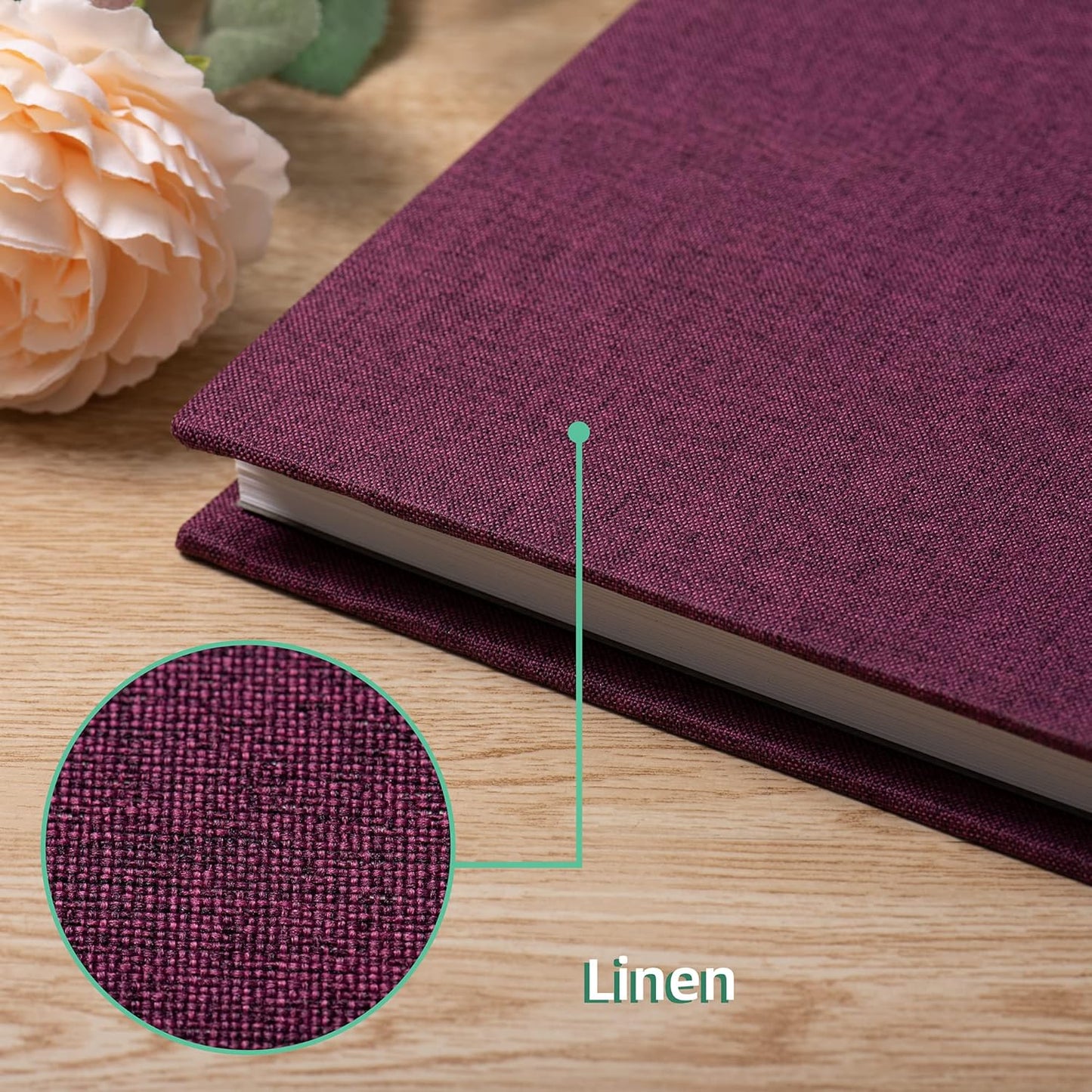 Large Photo Album Self Adhesive Scrapbook Album for 4×6 8×10 Pictures DIY Magnetic Linen Cover Album 60 Pages for Family Wedding Gifts with Metal Pen and Plastic Board