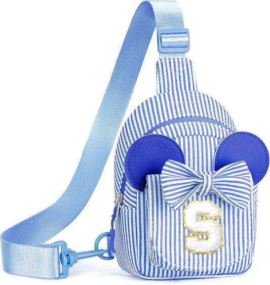 Initial Sling Bag, Small Sling Bags for Girls Kid, Gifts for Little Girls Kids, Girl Friend Bridesmaid Birthday Gift for Kids Daughter Sister Kid Girl Gifts Trendy Stuff Belt Bag (Blue S)