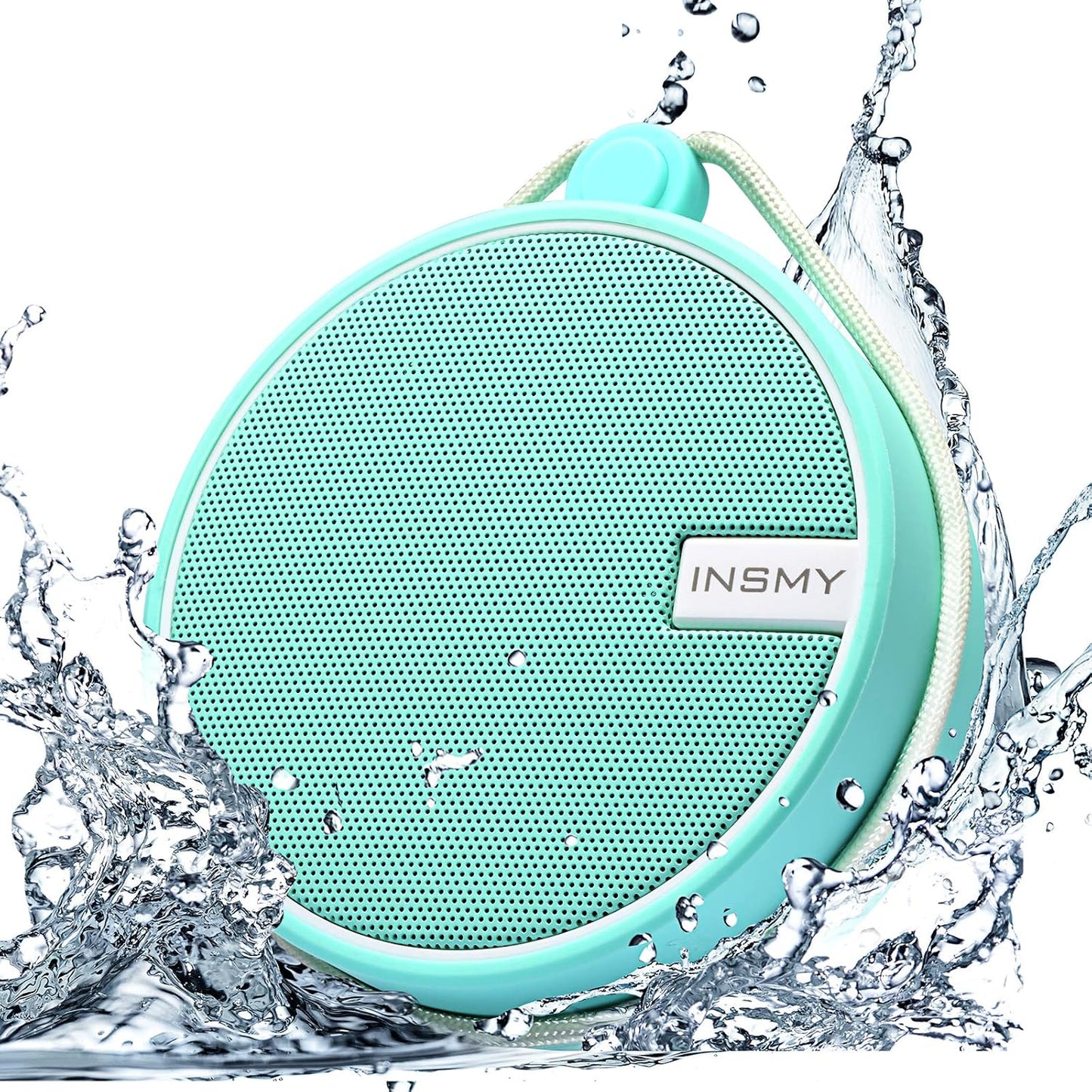 INSMY C12 IPX7 Waterproof Shower Bluetooth Speaker, Portable Small Speaker, Speakers Bluetooth Wireless Loud Clear Sound Support TF Card Suction Cup for Outdoor Kayak Canoe Beach Gift (Mint)