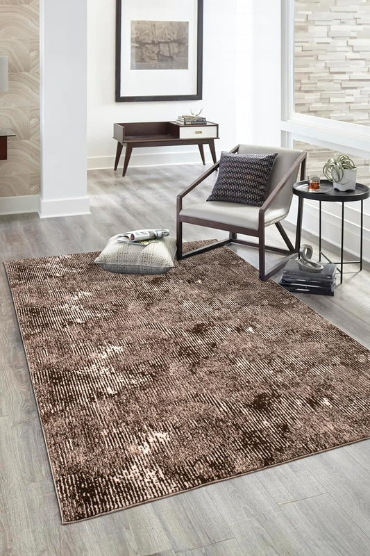 Non-Slip Washable 5x7 Area Rugs for Living Room Bedroom, Ultra Soft Bedside Rug, Indoor Floor Carpet for Kids Girls and Boys, Dorms, Nursery Rooms, Non-Skid Area Rug, Abstract Brown Beige, 5' x 7'