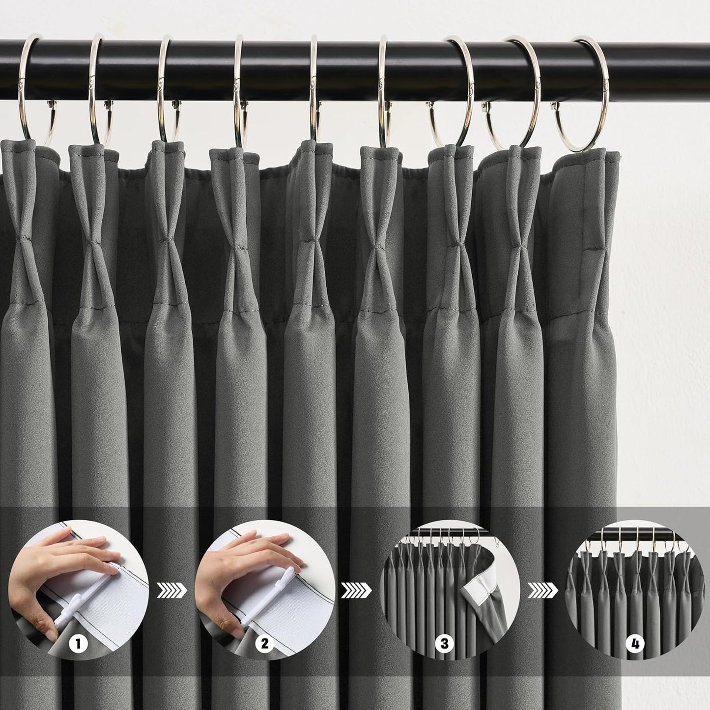 KEQIAOSUOCAI Grey Sliding Glass Door Curtains 2 Panels,80 Inch Wide Patio Door Curtain Panels, Thermal Insulated Black Out Wide Draperies for Living Room 80W x 96L Floor to Ceiling 8 ft Length