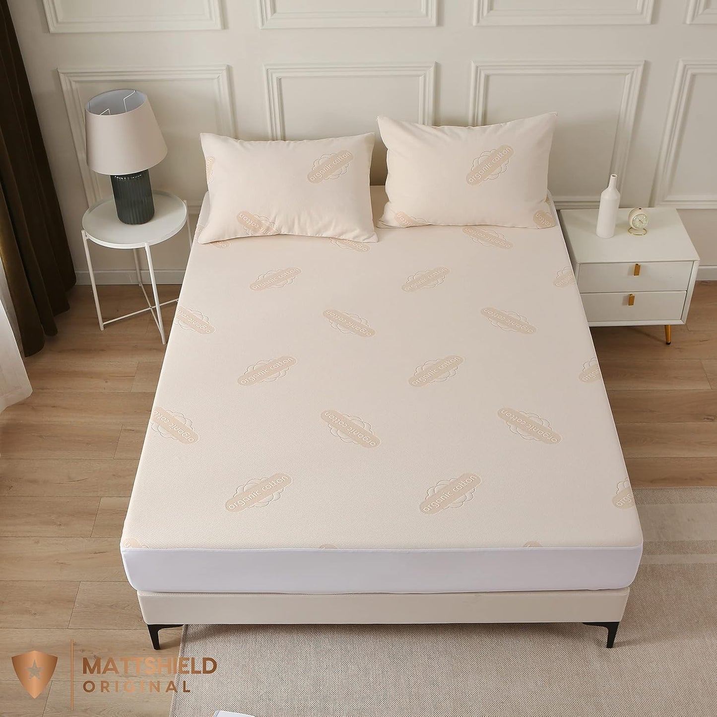 Waterproof Organic Mattress Protector King - Organic Cotton Breathable Mattress Pad Cover - 250 GSM Comfort - Deep Pocket - Fitted Comfort