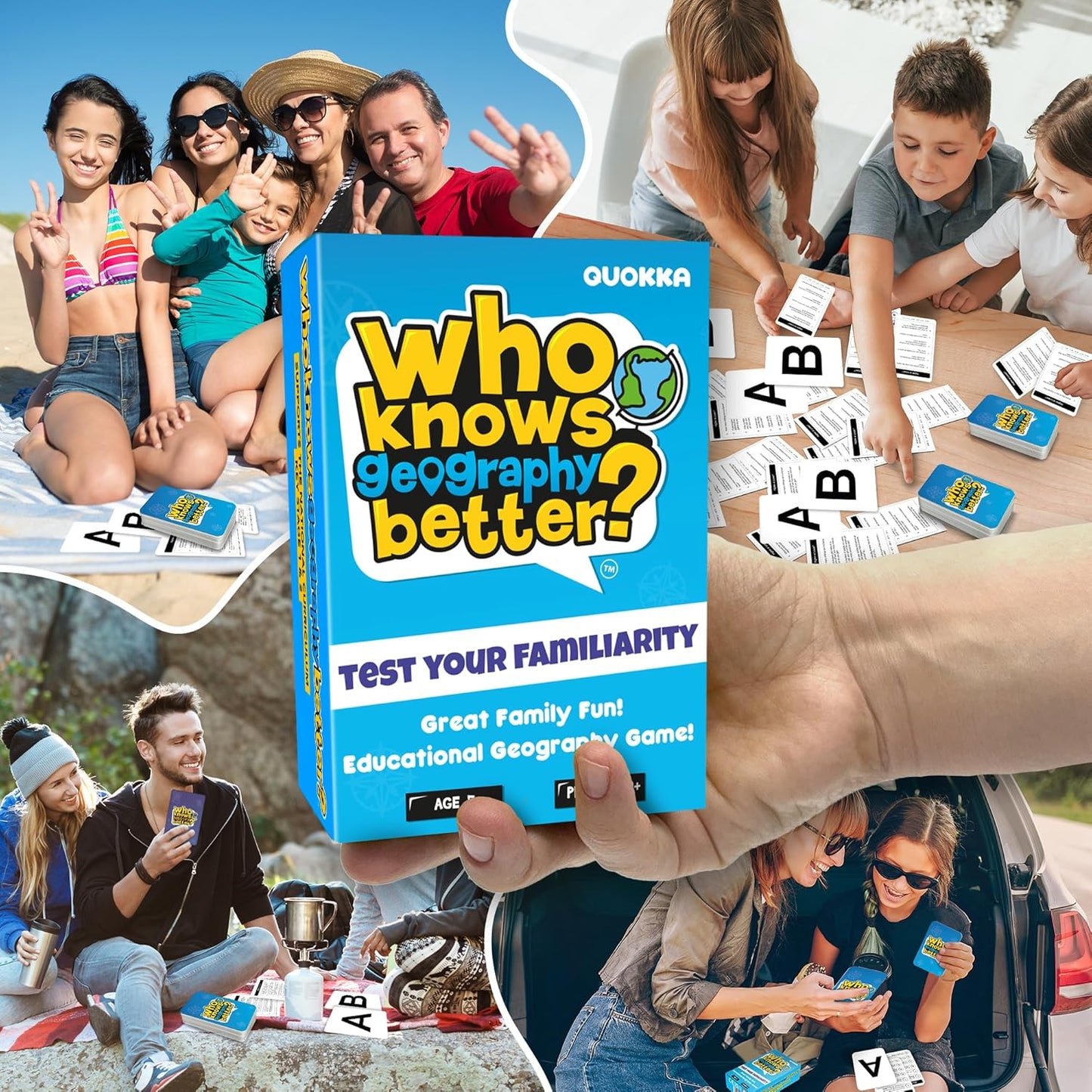 QUOKKA Who Knows Better? - Geography - Family Card Trivia Game | Fun Learning & Educational Questions for Families | Suitable for Boys & Girls
