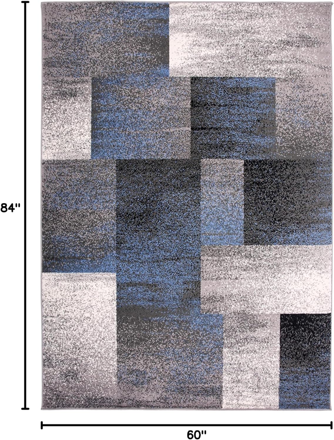 Rugshop Modern Distressed Boxes Area Rug 5' x 7' Blue