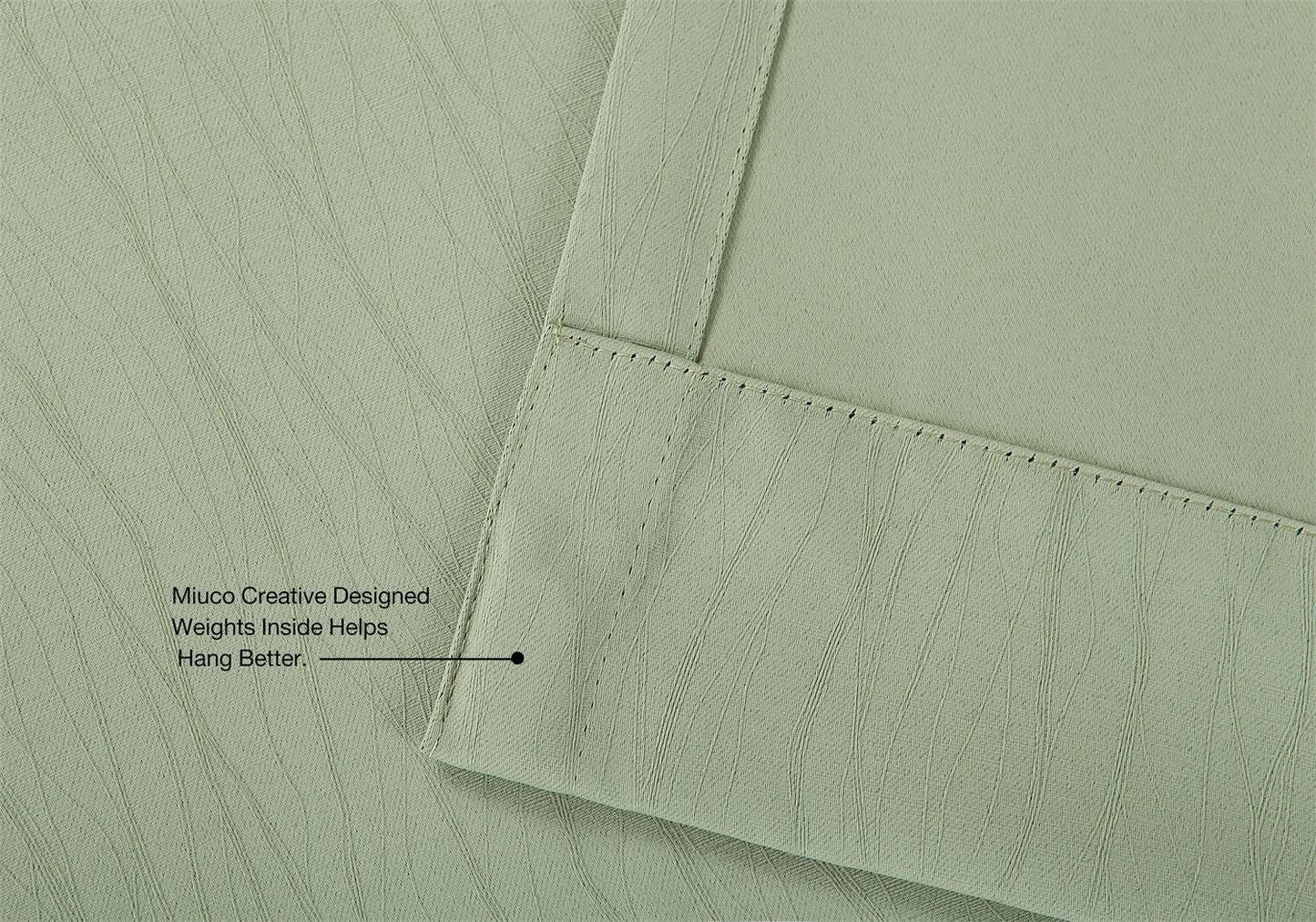 MIUCO Blackout Curtains Room Darkening Curtains Textured Grommet Panels for Living Room 2 Panels 52x84 Inch Long Sage