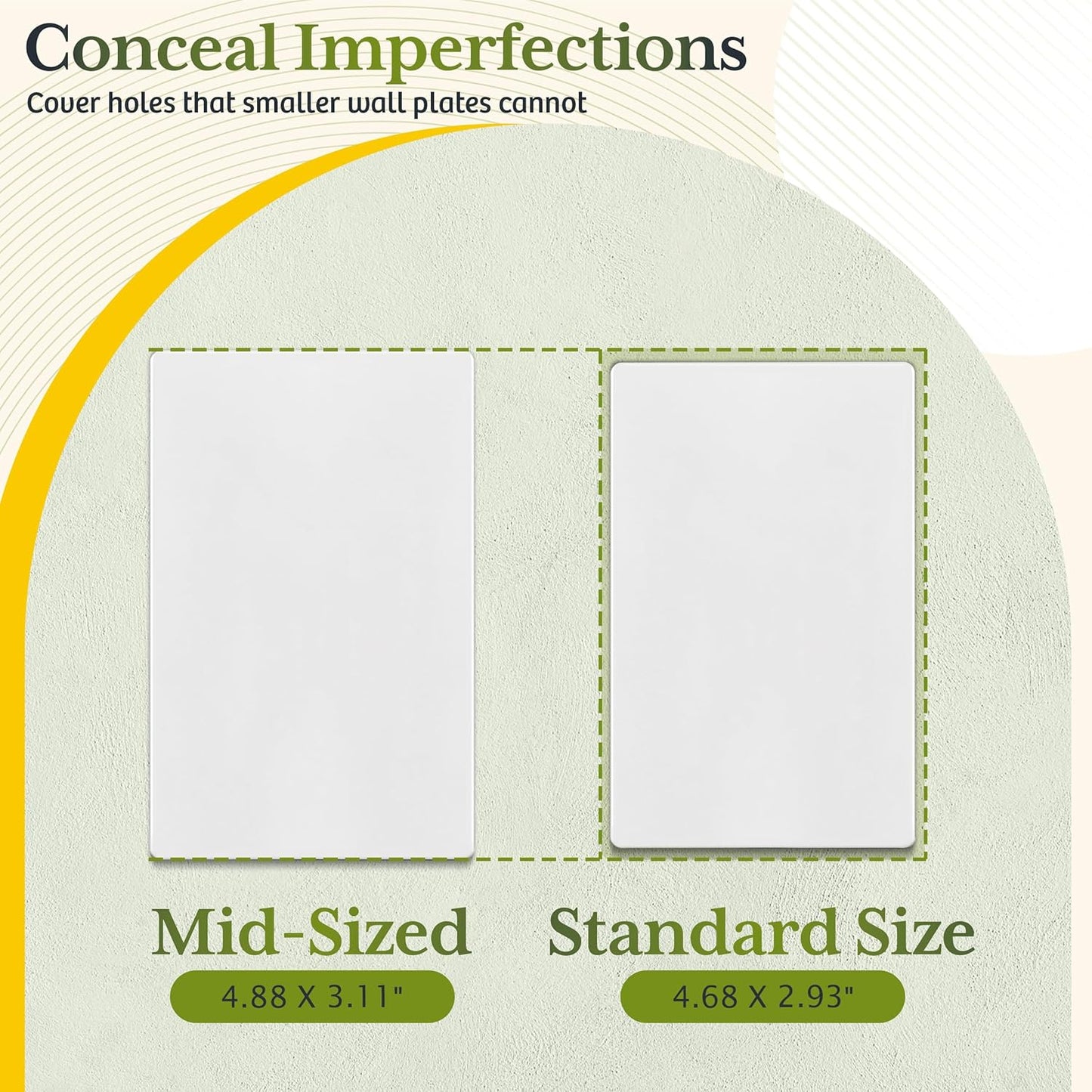 TG Mid-Size Screwless Blank Wall Plate, Child Safe Blank Device Outlet Cover, Medium Size 1-Gang 4.88" H x 3.11" L, Polycarbonate Thermoplastic, UL Listed, SP-MB1-W10P, White (10 Pack)