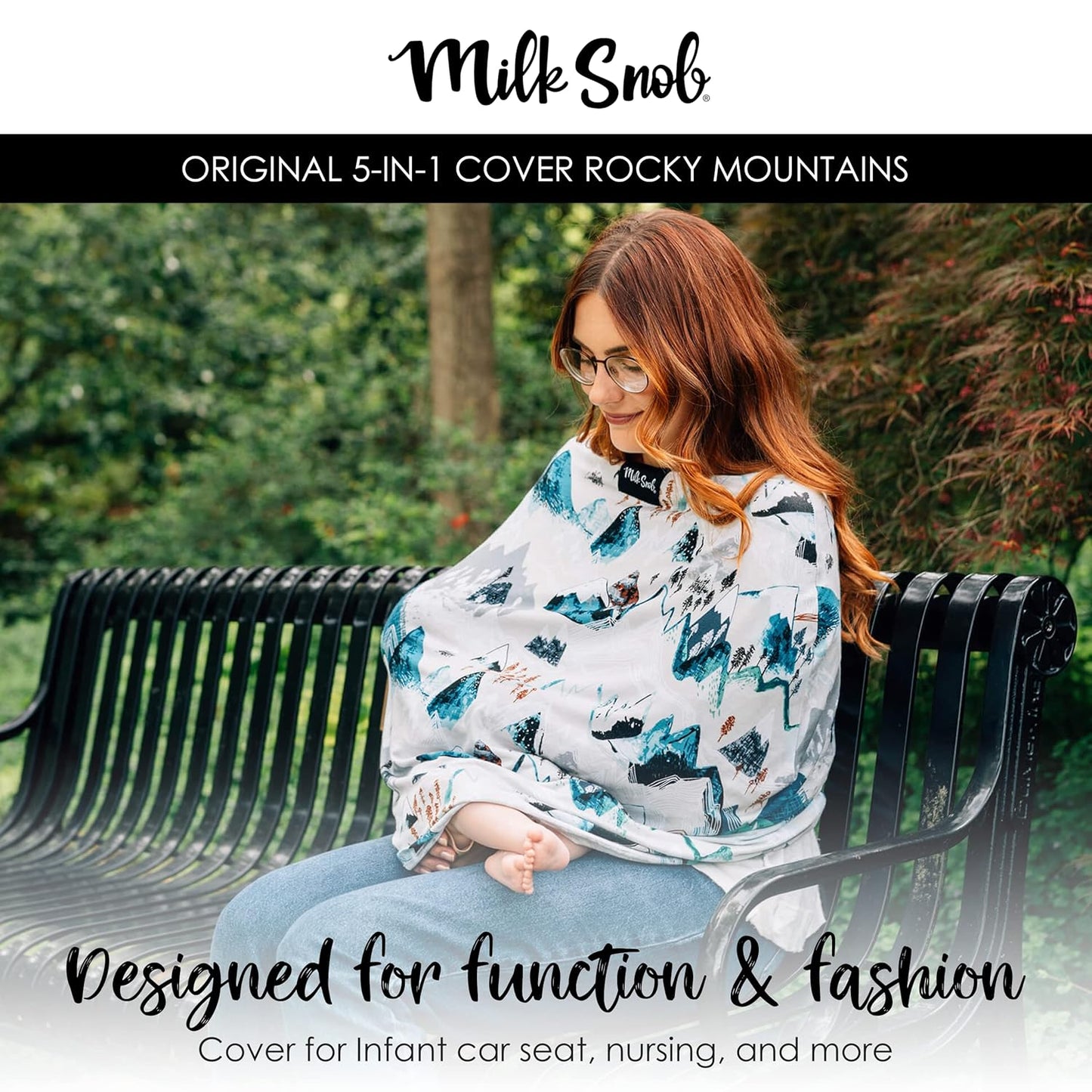 Milk Snob Original 5-in-1 Cover - Added Privacy for Breastfeeding, Baby Car Seat, Carrier, Stroller, High Chair, Shopping Cart, Lounger Canopy - Newborn Essentials, Nursing Top, Rocky Mountain