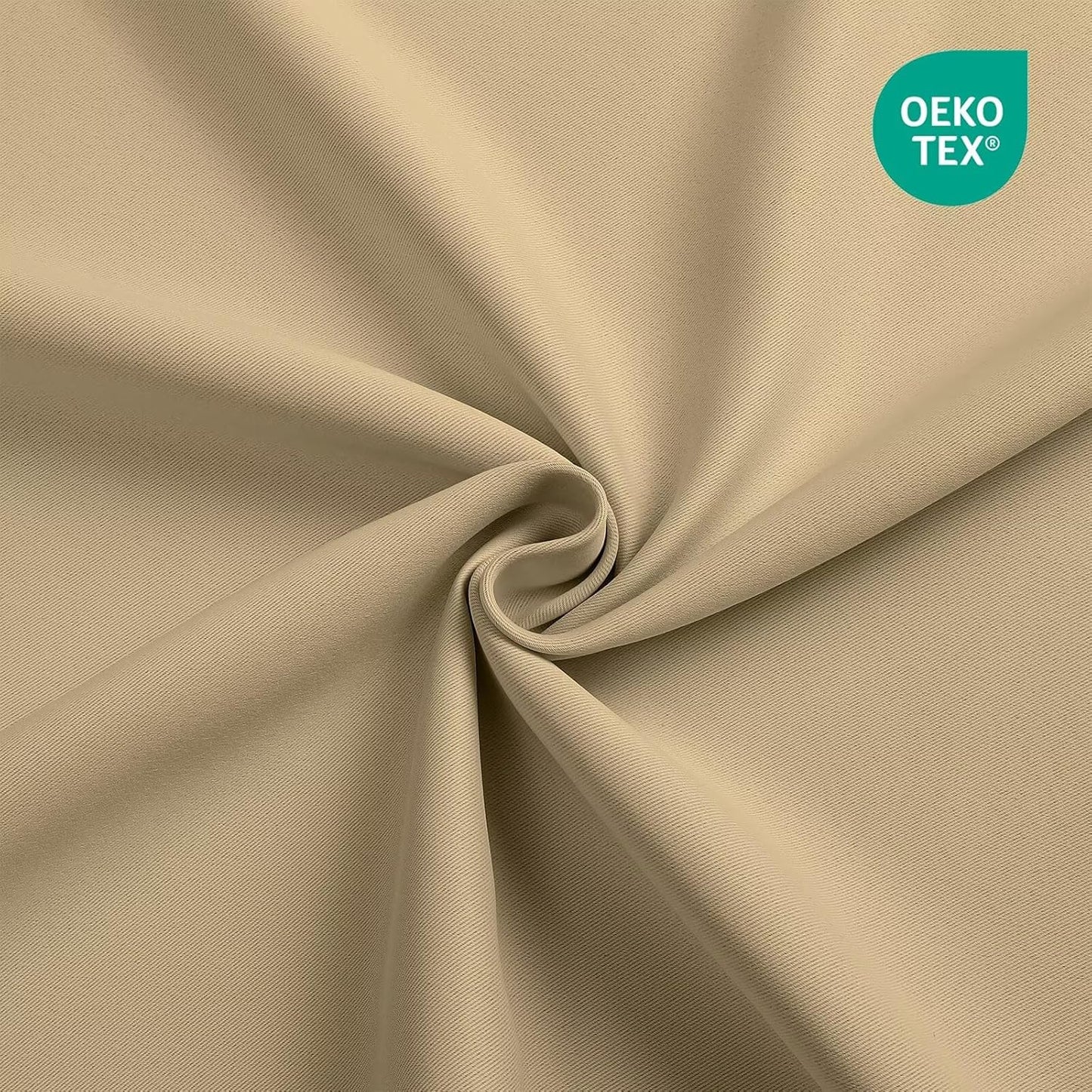 Joydeco 72 Inch Blackout Curtains for Bedroom, Thermal Insulated Black Out Curtains, Room Darkening Drapes for Living Room Window Rod Pocket Back Tab (W52 x L72 Inch, Beige)