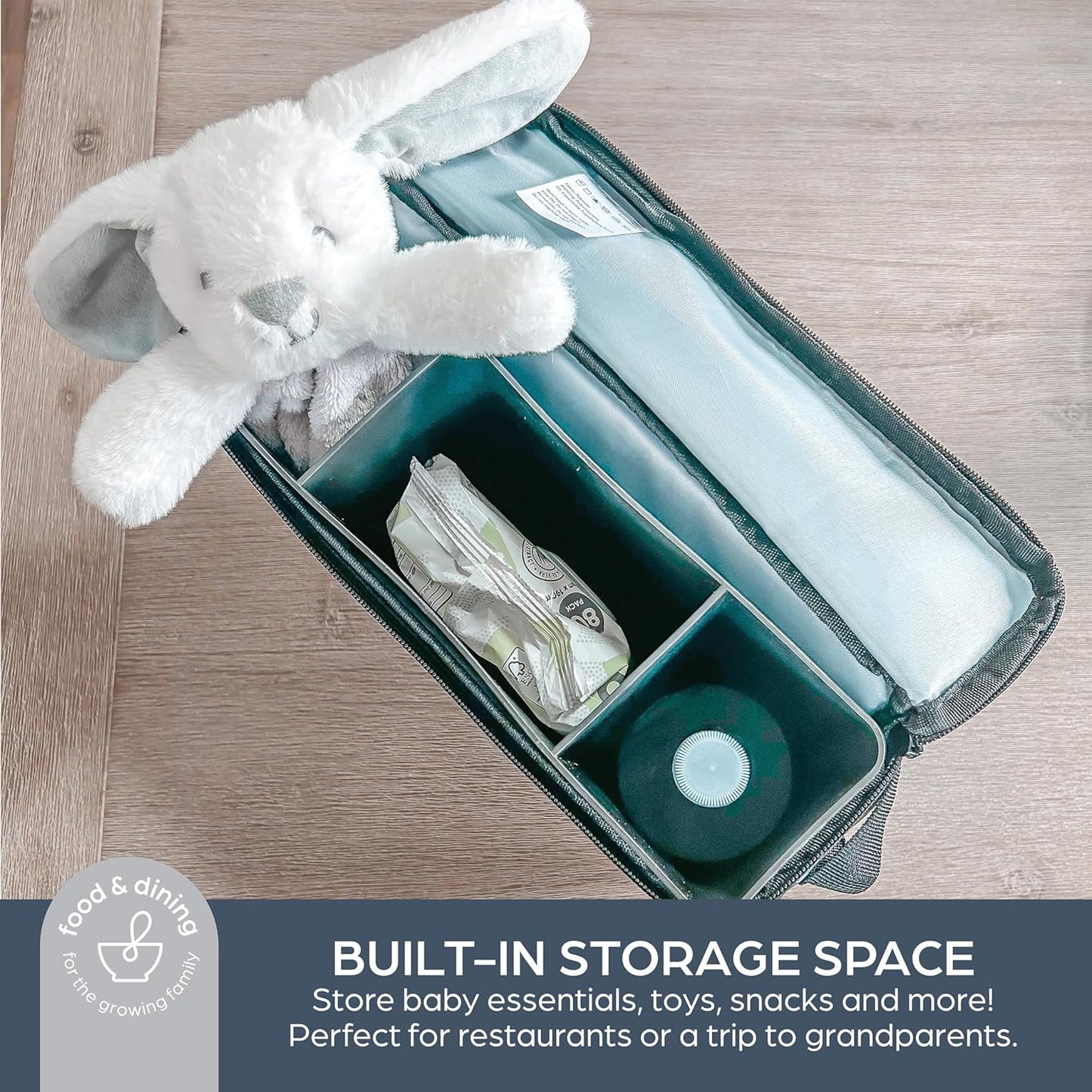 Dreambaby Grab ‘N Go Travel Booster Seat – Portable Toddler High Chair for Dining (6M-5Y) with Storage & Shoulder Strap