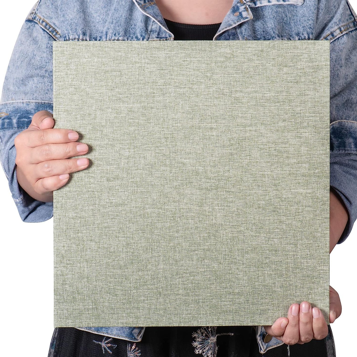 Large Photo Album Self Adhesive 4x6 8x10 10x12 Scrapbook Magnetic Album DIY Scrapbook Length 13 x Width 12.8 (Inches) 120 Sticky Pages Linen Cover DIY Photo Album(Grass green)