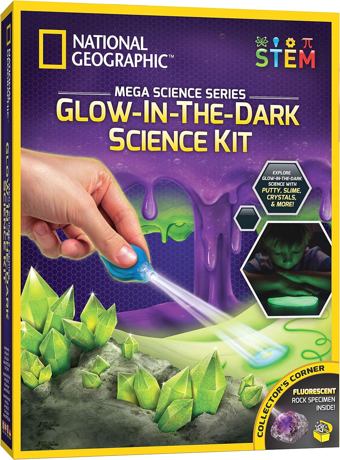 NATIONAL GEOGRAPHIC Mega Science Kit - Glow in The Dark Lab with Crystal Growing Kit, Slime Making, Glowing Putty, and More Science Experiments, Slime Kit for Boys and Girls (Amazon Exclusive)