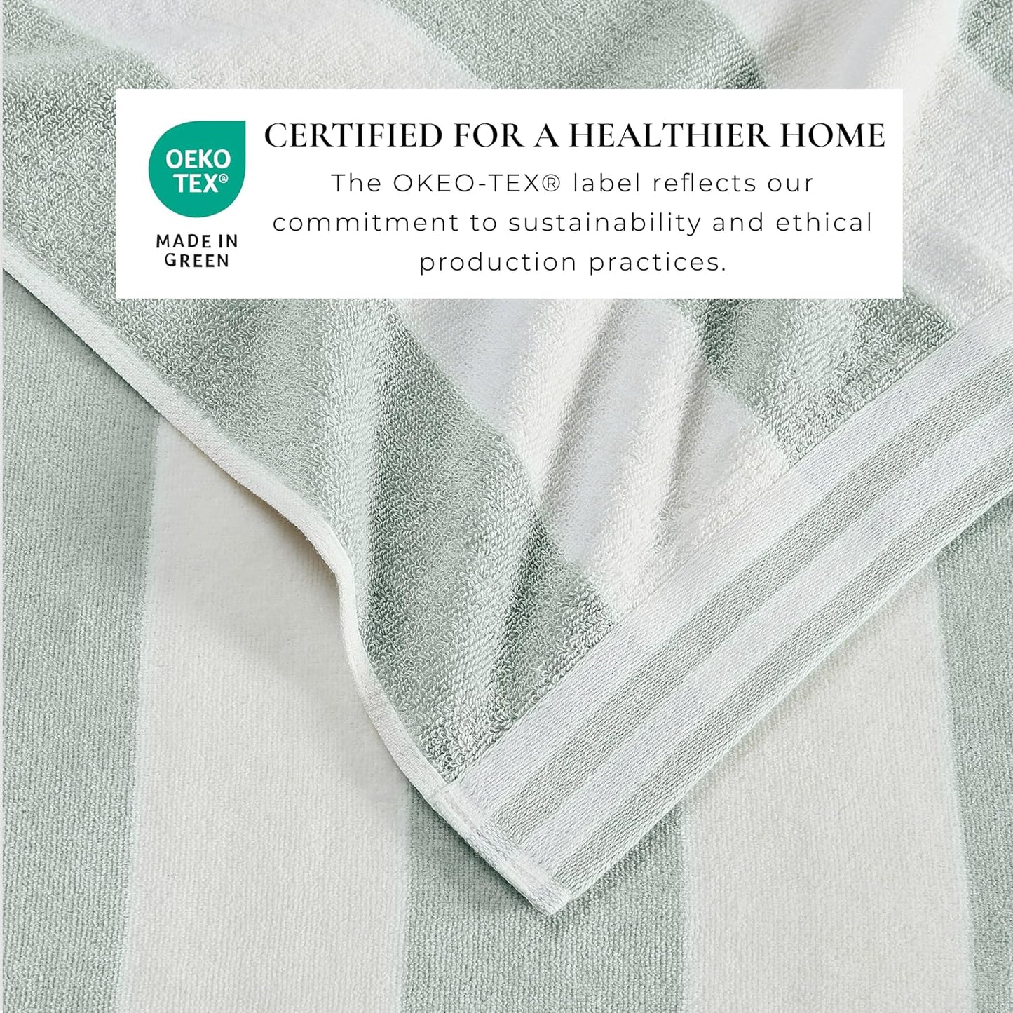 Great Bay Home 100% Cotton Velour 4 Pack Beach Towels 30" x 60" - Light Blue Cabana Stripe Pool Towels - Quick Dry, Large Swim Towels