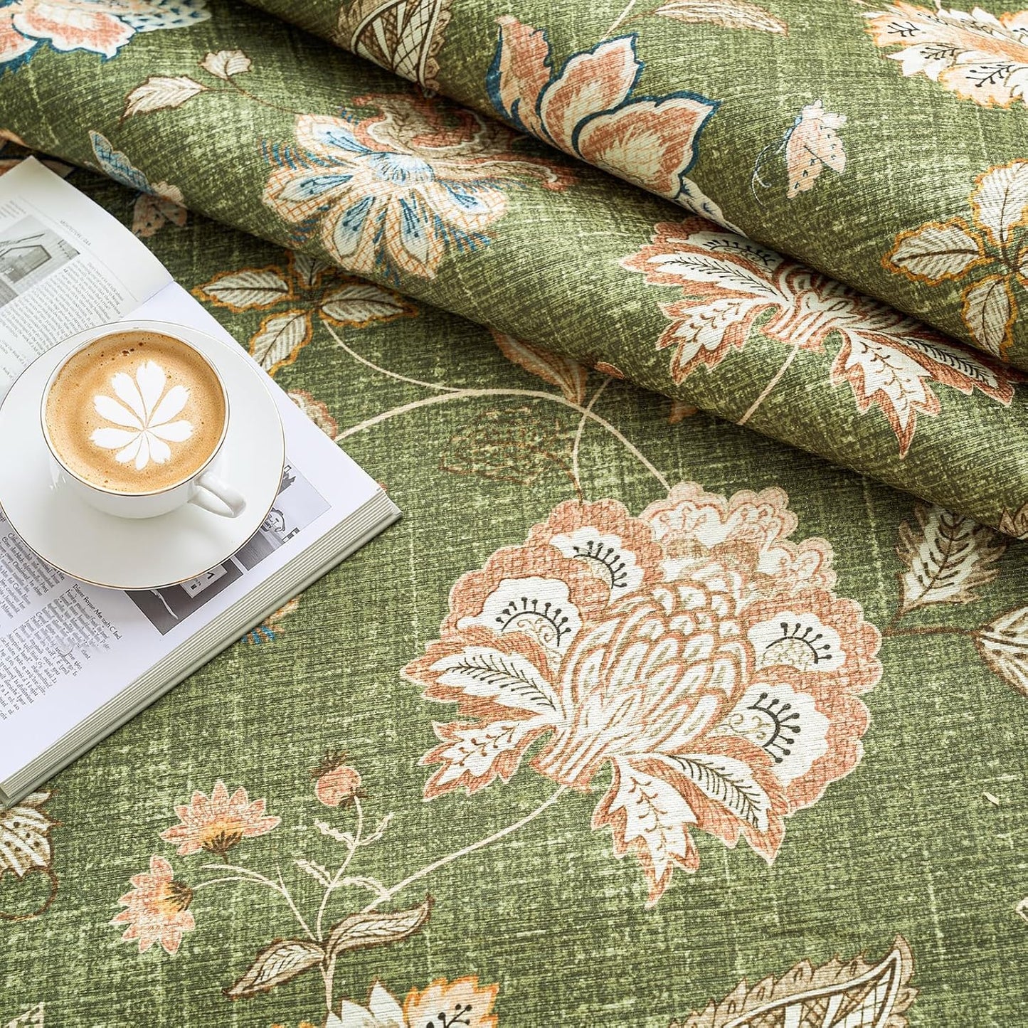 jinchan 2x3 Floral Rug for Entryway Washable Kitchen Rug Vintage Romance Design Small Mat Non Slip Indoor Doormat Lightweight Low-Profile Throw Carpet for Entrance Bathroom Laundry Room, Green