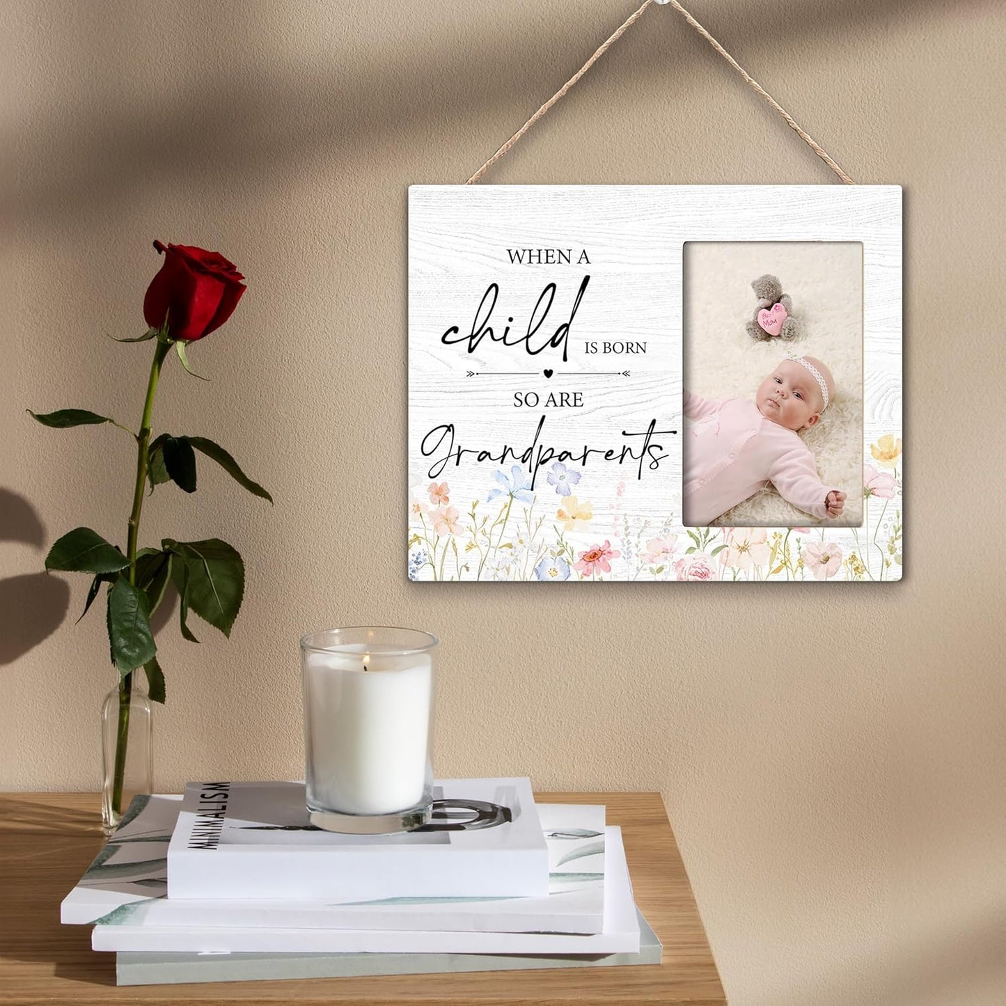New Grandparents Picture Frame - Grandparents Gifts, Grandparents Baby Announcement Frame, When a Child Is Born so Are Grandparents Wooden Picture Frame for Tabletop or Wall Hanging 4x6
