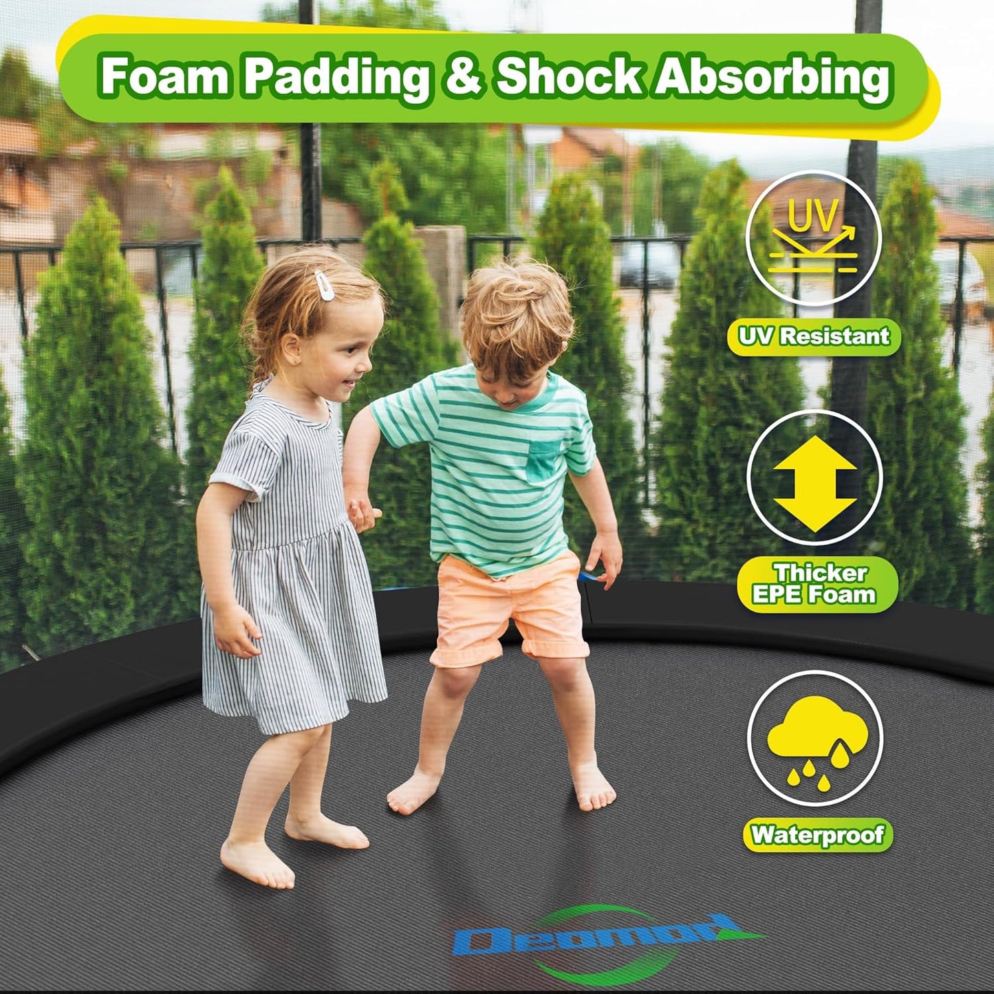 Trampoline Pad, 10FT 12FT 14FT Trampoline Replacement Safety Pad, Universal Trampoline Pads, Spring Cover, Waterproof, Tear Resistant, Round Arch Trampoline Parts for Kids