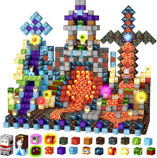 Magnetic Blocks 208 PCS Magnetic Building Blocks Cubes Gift Set for Boys and STEM Learning Preschool Learning Construction Toys