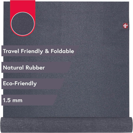 Manduka eKO SuperLite Yoga Mat - 1.5mm Natural Rubber | Foldable & Travel Friendly | Soft Textured Surface | Eco-friendly