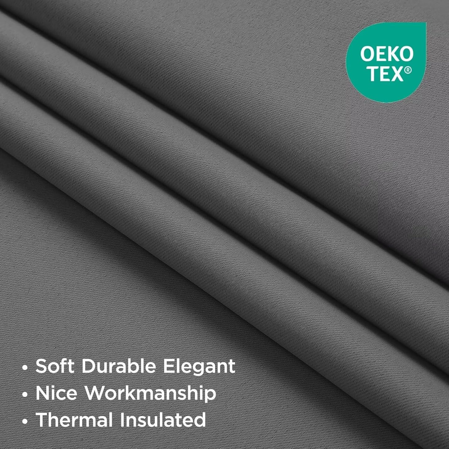 Joydeco Blackout Curtains 96 Inches Long, Thermal Insulated Black Out Curtains 2 Panels Set for Bedroom, Room Darkening Drapes for Living Room Window (W52 x L96 Inch, Light Grey)